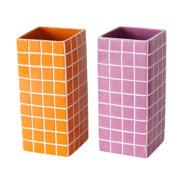 Boltze Vase Cube rosa weiß
