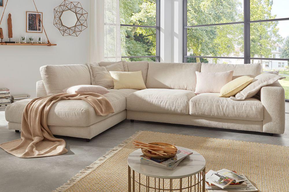 Sofa Kultur Polstergarnitur Seventies beige, Bezug Feincord beige