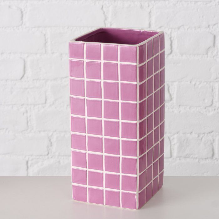 Boltze Vase Cube rosa weiß
