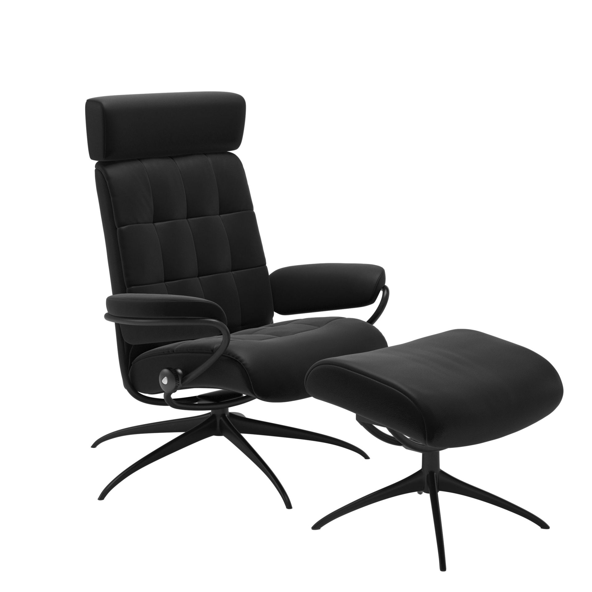 Stressless Sessel mit Hocker London matt black inklusive Kopfteilverstellung