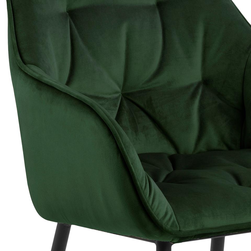 Esszimmerstuhl Brooke grün, Metallfuß schwarz matt pulverbeschichtet |  555027811 | 4-Fuß-Stühle